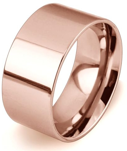 IXMLDAXD ring， 10mm Wide Stainless Steel Ring Simple Stylish Style Rose Big Band Polished Flat Top For Men Women(Rose Gold,O)