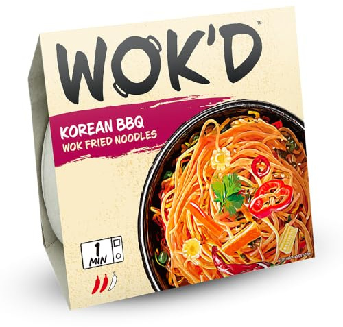 Wok'd Korean Barbecue Wok Fried Microwave Instant Noodles, 1 x 200g Pot | Ready in 60 Seconds, Made with Real Veg, No Dust, No Sachets, Available in 3 Delicious Flavours, Vegetarian, Single Serve Pot