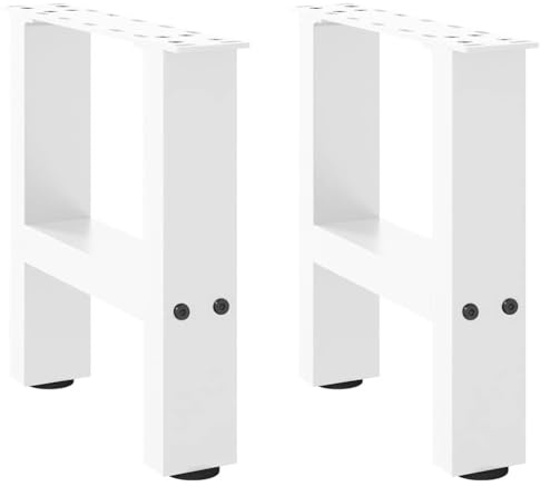 QJBSAVVA Lot de 2 Pieds de Table Basse Métal Blanc 30 x H(30-31) cm, Pieds de Table en Acier Thermolaqué Carrés de Style Industriel avec Niveleurs Réglables et Vis de Fixation