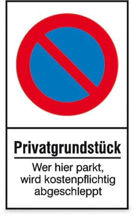 Betriebsausstattung24 Halteberbotsschild Privatgrundstück… Symbol: Eingeschränktes Haltverbot - Aluminium, geprägt - 40,0 x 60,0 cm - …Wer hier parkt, wird kostenpflichtig abgeschleppt
