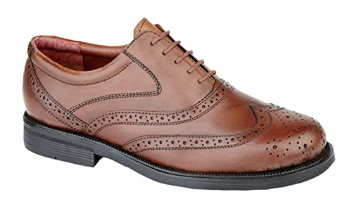 Scimitar Mens Wide Fit Formal Lace Up Brogues Shoes (10, Brown)