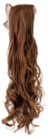 WIG ME UP - YZF-1094HT-12 Haarteil Zopf Mittelbraun wellig 63cm mit Band/Bändchen und Klammer befestigt