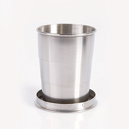 EPC – Vaso plegable de acero inoxidable, para camping, con clip para enganchar al cinturón