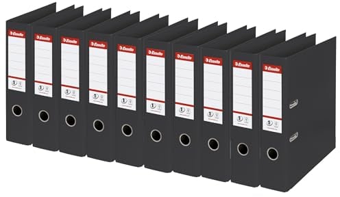 Esselte Ordner breit, DIN A4, 10er Pack, 7,5 cm Rückenbreite, Kunststoff-Ordner, Schwarz, Vivida, 811370