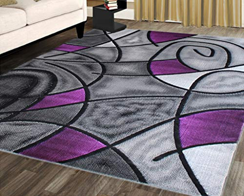 Masada Teppich, modern, zeitgenössisch, Grau / Schwarz Modern 8 Feet X 10 Feet violett