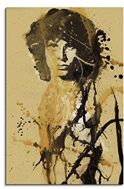 Jim Morrison II 90x60cm Kunstbild auf Leinwand fertig zum aufhängen, Wandbild als Aqurell Art nach Gemälde von Paul Sinus