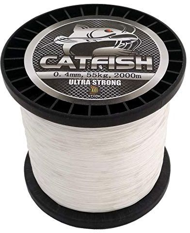 Stork Catfish - Filo di siluro intrecciato a 8 vie, 2000 m, bianco, 55 kg/0,40 mm