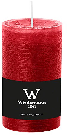 durchgefärbte Stumpenkerzen (H x Ø) 120 x 58 mm, Farbe Rubin Rot, mit ASF zum Abbrandschutz, Wiedemann Marble Kerzen, Advent, Adventskranz, Weihnachten, Dekoration, Event