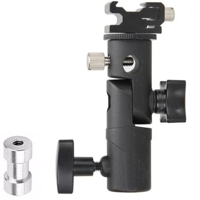 Camera Flash Speedlite Mount Swivel Light Stand Bracket with Umbrella Holder for Camera DSLR, Compatible with Canon Nikon Pentax Olympus, LED Light