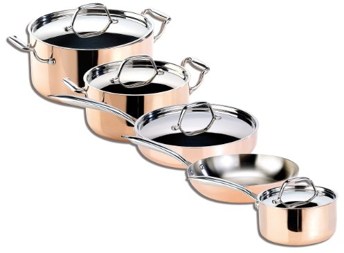 Tornwald-Schmiede Topfset: Kupfer-Töpfe und Kupfer-Pfanne, 5-teilig (Topfset, Kochtopf Set, Geschirr)