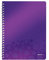 Leitz WOW Collegeblock A4 kariert, 160 Seiten, 80 Blatt FSC-zertifiziertes Papier 80 g/m², Doppelspiralbindung, PP-Einband, Notizbuch mit Sichthülle und Lineal, Für Büro oder Schule, Violett, 46380062