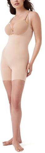 SPANXsculpt OnCore Open-Bust Mid-Thigh Bodysuit - Powerful Compression Body Shaper - Comfortable Shapewear - Adjustable Straps - Soft Nude - Small