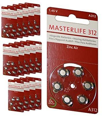 MASTERLIFE HÖRGERÄTE BATTERIEN Typ 312 PR41 braun A312 Batterie (90)
