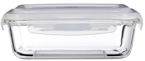 Premier Housewares 1040ml Glass Container Clear Borosilicate Glass Durable Heat And Scratch Resistant Airtight BPA-free Lid Food Container Kitchen 15cm x 8cm x 20cm
