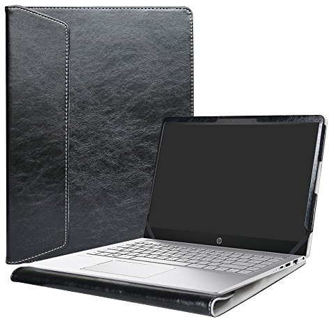 Alapmk Diseñado Especialmente La Funda Protectora de Cuero de PU para 14 HP Pavilion 14 14-bfXXX 14-ceXXX/Pavilion x360 14 14-cdXXXX 14M-cdXXXX 14-dhXXXX Laptop,Negro
