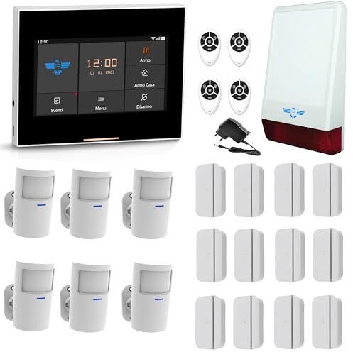 ITALIAN ALARM - Allarme Casa WiFi Senza Fili, Antifurto Casa Wireless con APP Tuya, Supporta SIM 4G, KIT Allarme con Sirena Esterna, Sistema di Sicurezza già Configurato. Assistenza Italia