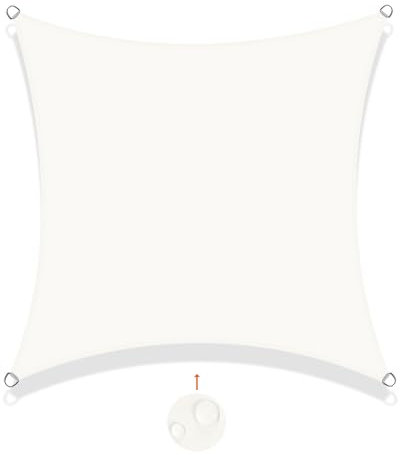 SUNNY GUARD Vela ombreggiante Impermeabile 4x4m Tenda a Vela Rettangolare,Tenda da Sole per Esterno Protezione Raggi UV per Giardino Esterno terrazza, Crema
