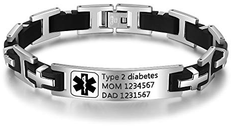 kaululu Personalisierte Männer Medic Alert Armbänder Edelstahl Emergency Mens Medic Alert Armbänder Emergency Medical Mens ID Armband mit Gravurname