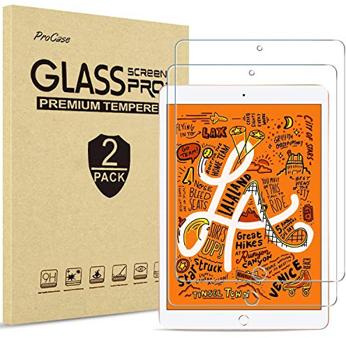 Procase [2 Piezas Protector de Pantalla para iPad Mini 5 2019 / iPad Mini 4 2015, Vidrio Cristal Templado Película Mica Protectora para 7.9 Apple iPad Mini 4ª Mini 5ª Generación
