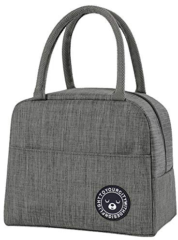 ZoneYan Lunch Tasche Isoliertasche, Kleine Faltbare Kühltasche Zur Arbeit Schule, Picknick-Handtasche Für Frauen, Erwachsene, Studenten und Kinder (gray)