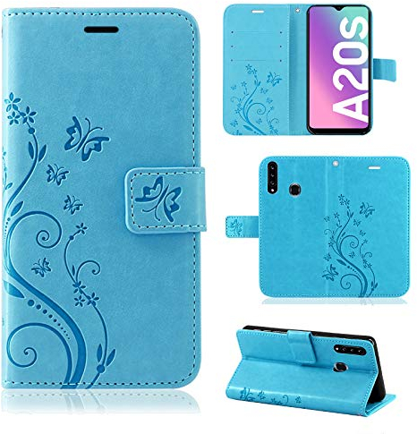Hülle Kompatibel mit Samsung Galaxy A20s | Klapphülle Schutzhülle mit Kartenfächer Kompatibel für Galaxy A20s | Magnetverschluss Klapphülle | Blau