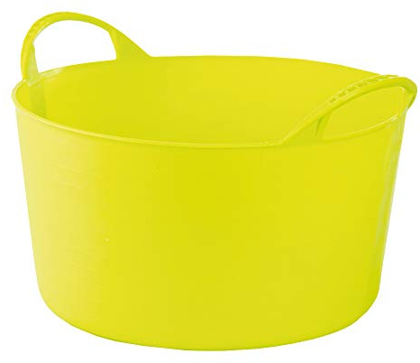 RED HOG Gartenkorb Kunststoff 14L Griffe Haltbarkeit: 120 kg Flexi Bag Wäschekorb Rund Behälter für Haus, Garten, Gebäude, Superstark, Mehrzweck, Verstärkungsrippen, Rissbeständig, Pistazie