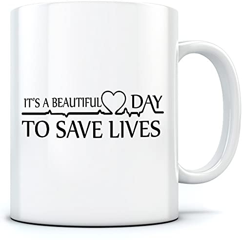 HotScamp It's a Beautiful Day to Save Lives - Mug for Tea Coffee - Hospital TV Show Merch My Person One Size White
