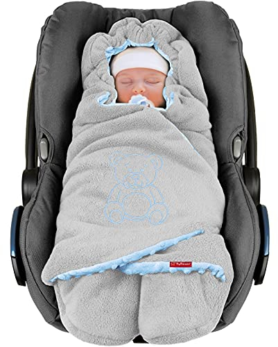 BYBOOM Baby Einschlagdecke für Babyschale, Universal Winter Decke/Kuscheldecke/Fußsack für Kindersitz, Kinderwagen oder Buggy, flauschig, kuschelig-warm, gemütlich und sehr weich