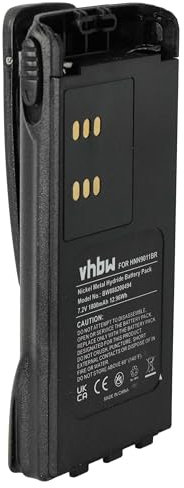 vhbw batteria compatibile con Motorola GP330 radio (1800mAh, 7,2V, NiMH) + clip