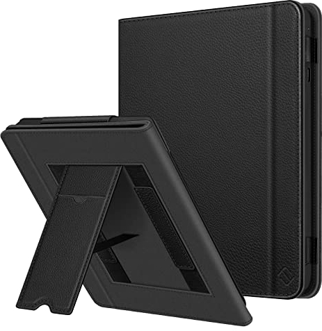 FINTIE Étui Compatible avec Kobo Sage 2021 8 / Tolino Epos 3 2022, Housse avec Béquille/Dragonne/Fente pour Carte, Coque Liseuse Veille/Réveil Auto, Noir