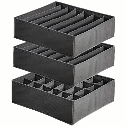 TLOXO 2 Stück 7 Zellen Faltbare Schubladen Organizer für Unterwäsche+1 Stück 24 Zellen Aufbewahrungsboxen für Socken,Schublade Organizer zum Aufbewahren, Schublade Divider Home Kleiderschrank