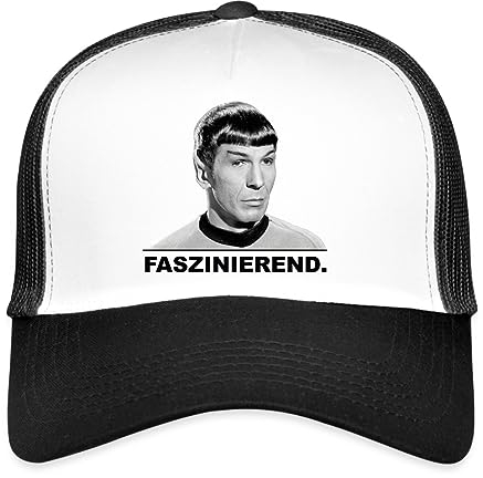 Spreadshirt Star Trek Spock Faszinierend Trucker Cap, One Size, Weiß/Schwarz
