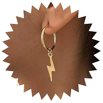 TseenYi Blitz-Tropfen Ohrringe,Gold,Blitz,Creolen,Boho,Blitz,Anhänger,Ohrringe,Sommerstrand Schmuck für Frauen und Mädchen