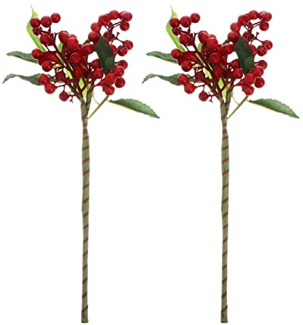 Mobestech 2stücke Künstliche Weihnachtsbeeren Rote Ilex-zweige Für Festliche Dekoration Für Und Hochzeitsfeiern Langlebig Und
