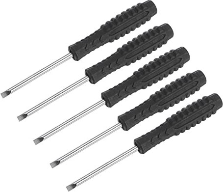 sourcing map Mini Slotted Screwdriver, 3.0mm Flat Head with Non-Slip Handle for Small Appliances, 5 Pcs