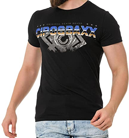 Cipo & Baxx Herren Prägedruck Print T-Shirt Kurzarm CT737