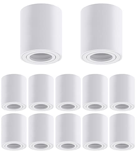 Oktaplex 12x Aufbauleuchte Lile M 230 V für GU10 & LED-Module Aufbaustrahler Aluminium rund LED Aufbauspots weiss
