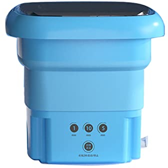 Shanrya Mini Lavadora, Cubo Portátil de Secado por Centrifugado de Alta Velocidad, Ampliamente Utilizado Tina de Lavandería Plegable para Dormitorios, El Hogar, Viajes, Ropa Interior (Azul)