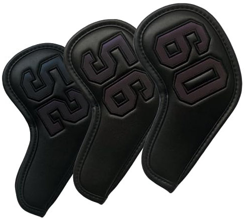 NEwoilkwo 3pcs Magnetic Golf Wedge Head Covers - 52 56 60, Black, Polyurethane, Numbered, Magnetic Closure