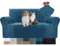 YSTELLAA Samt Sofa Überzug 2 Sitzer, Stretch Sofahusse Universal, Sofaschoner rutschfest, Sofa Covers Mit Armlehne, Couch Bezug Schutz Katze, Waschbare Couchschoner, Pfau Blau