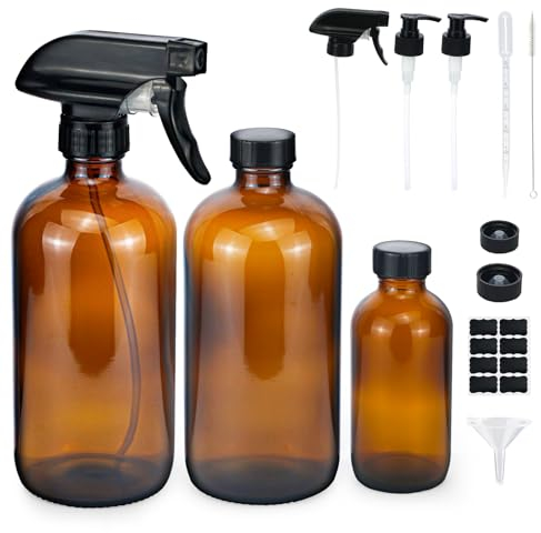 Botella pulverizadora de cristal de 500 ml, vacía con gatillo ajustable, tapa de placa, bomba dispensadora de jabón, respetuosa con el medio ambiente, reutilizable, efecto atomizador, para plantas,