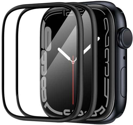 SWUU Displayschutzfolie aus gehärtetem Glas mit Metallrahmen, kompatibel mit Apple Watch SE2 SE Serie 6 5 4 44 mm, Displayschutzfolie, einfache Installation, Rahmen, wasserdichte Folie für iWatch 44