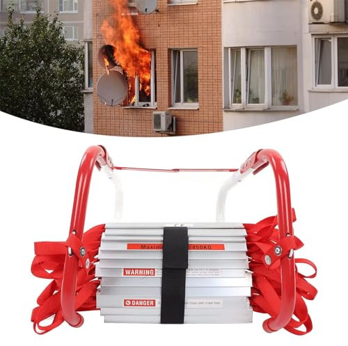 RayGenius Fire Escape Ladder, Fire Escape Ladder, Window Ladder Fire Escape 2 Stories, Portable Emergency Child Safety Engineered Ladder, Free Steel Chains,4M/13FT