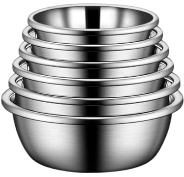 Lejdi Cuisson Casseroles et poêles Bols à mélanger Plateaux de service Bols à soupe Bols gigognes Batterie de cuisine en acier inoxydable 304 Ensembles de 6 pièces 30-40 cm