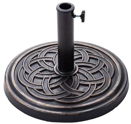 C-Hopetree 12 kg Heavy Duty Round Base Stand for Outdoor Patio Market Table Garden Parasol Umbrella, Bronze