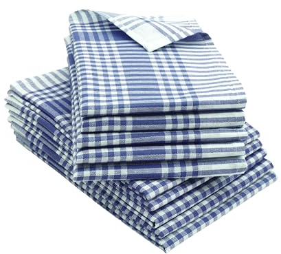 ZOLLNER 10 paños de Cocina algodón, 50x70 cm, a Cuadros Azules