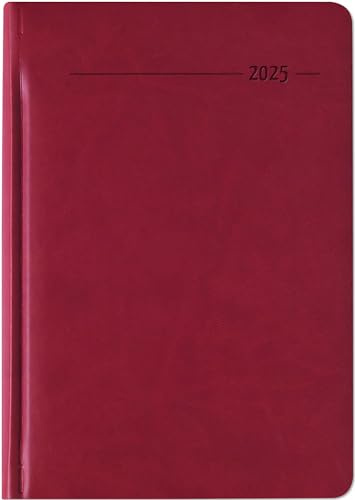 Zettler - Wochenplaner Tucson 2025 rot, 15x21cm, Taschenkalender mit 128 Seiten mit 1 Woche auf 2 Seiten, Adressteil, Notizbereich, Monatsübersicht, Mondphasen und internationales Kalendarium