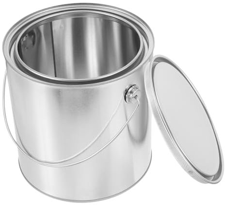 BESTonZON tambouriner Seau Chimique Pots de Peinture en métal Pot de Peinture avec Anse Contenant de Peinture portatif Rond Seau de Peinture étagère de Rangement Seau Vide 3l Asphalte