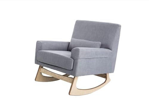 Gaia Baby Serena Rocking & Nursing Chair | Extra-Wide Ergonomic Nursing Chair with Real Oak Legs & Durable Fabric (Dove Grey)