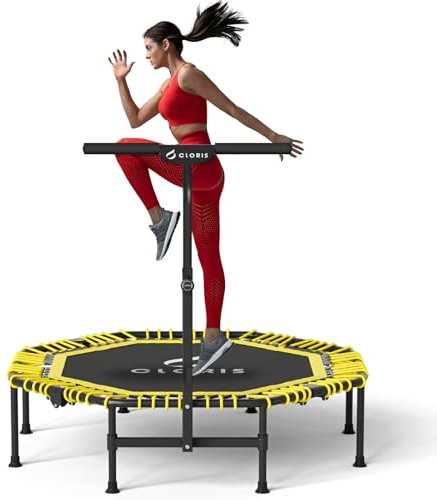 CLORIS 40''/48'' Foldable Fitness Trampoline - Max Load 400lbs / 450lbs, Rebounder with Adjustable Foam Handle Indoor/Outdoor Fitness Body Exercise (48'' Yellow)